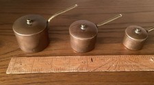 Vintage Miniature Copper Saucepans - Rare With Lids