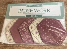 Vintage Pack Laura Ashley Hexagonal Patchwork Fabric Pieces Plum Cream Craft