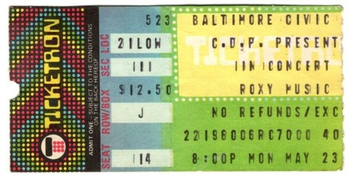 1983 roxy music concert - music, ticket