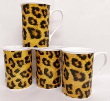 Leopard Brown Mugs Set 4 Fine