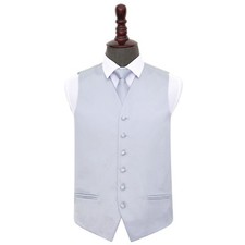 Mens Boys Waistcoat Tie Set Satin Plain Solid Formal Wedding Tuxedo Vest by DQT