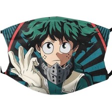 My Hero Academia Deku Adjustable Filter Face Mask / Face Covering (Anime) 