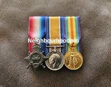 Mini Triple Court Mounted Medal Set, WW1 1914-15 Star, War Medal & Victory Medal