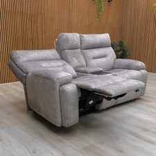 Furniture Village 'Cinemax' 2 Seater Sofa Light Grey Media Recliner Headrest NEW