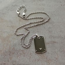Emporio Armani Steel Necklace with Steel and Carbon Fibre Dog Tag Pendant