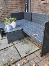 Studio Kauai Corner Rattan Chaise Black/Grey Outdoor Garden Furniture