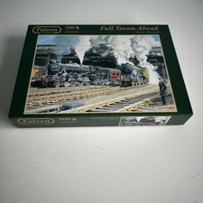 Full Steam Ahead 500 Piece Railway Train Station PreLoved Falcon Jigsaw Puzzle