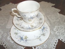 TWO X  COLCLOUGH BONE CHINA RHAPSODY IN BLUE TEA TRIOS : CUPS, SAUCERS & TPLATES