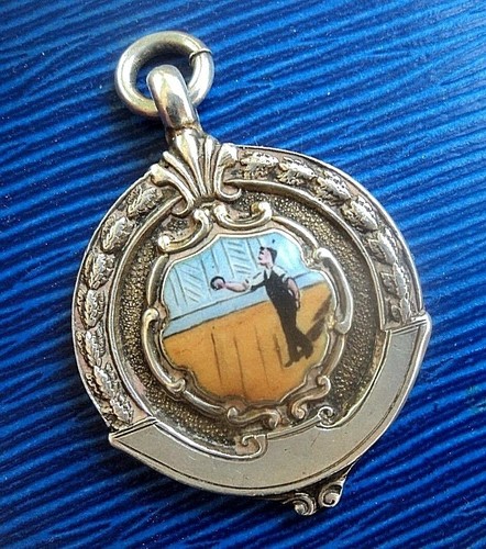 Silver enamel quoits medal - enamel,