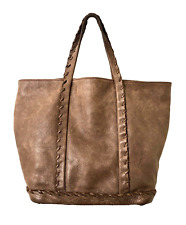 Vanessa Bruno France Large Shoulder Bag Purse Tote DISTRESSED Brown Leather NICE