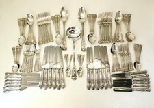 Rare 87-piece SILVER CANTEEN of ROSE PATTERN CUTLERY, 12 person service, 1855/68