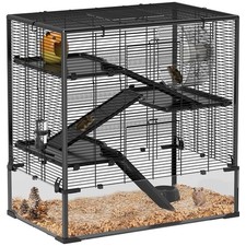 PawHut 4-Tier Hamster Cage w/ Deep Tempered Glass Bottom, 78.5 x 48.5 x 80cm