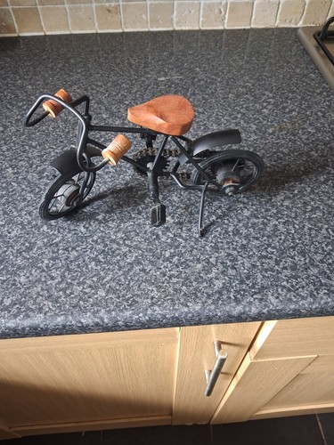 Wooden and metal bike ornament - and,