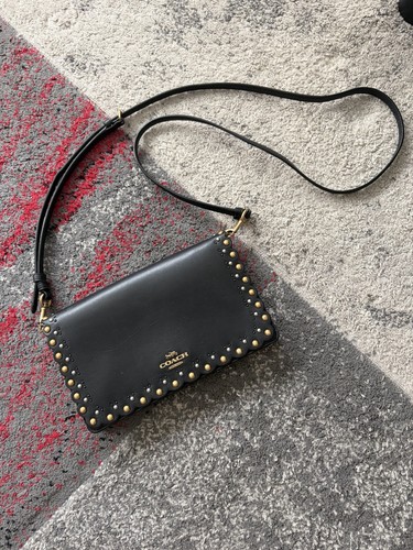 Coach black leather studded - black,