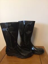 WOMENS NEXT BLACK PATENT LEATHER WELLINGTONS SIZE U.K 6 BRAND NEW 