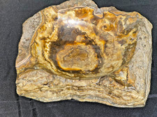 Vintage Ashtray Marble Onyx  Aragnite Agate Alabaster Stone Brown White 6 x 8 in