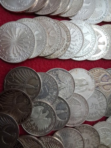 German silver coins and 10 - silver,