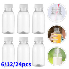 6 / 12 / 24 Pcs Small Bottles with Lids Milk Bottles Clear Caps Fruit Juice Mini