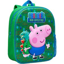 BOYS PEPPA GEORGE PIG 3D SCHOOL LUNCH BACKPACK BAG TODDLERS TRAVEL RUCKSACK