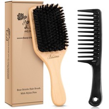 Hair Brush, Boar Bristle Hair Brushes for Women Men Kid, Natural Pure Bristles