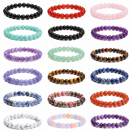 Natural stone beads bracelet - natural,
