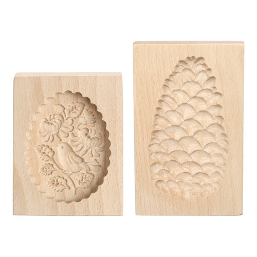 2pcs wooden cookie mould - wooden,