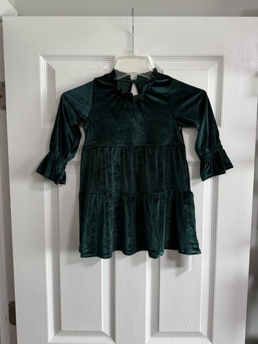 Girls dark green - green, velvet