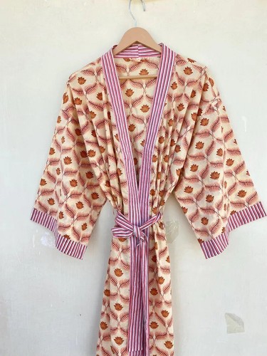 Cotton short floral kimono - short,