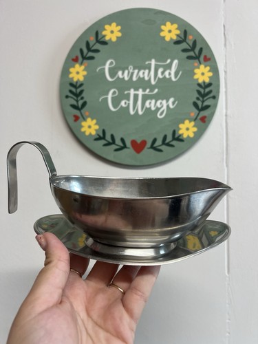 Vintage gravy boat with plate - gravy,