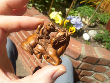 Hand Carved wood netsuke horse