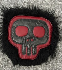 Goth Rock Punk Emo Biker Skull Large Patch Fluffy Black Red Material Motif 30x30