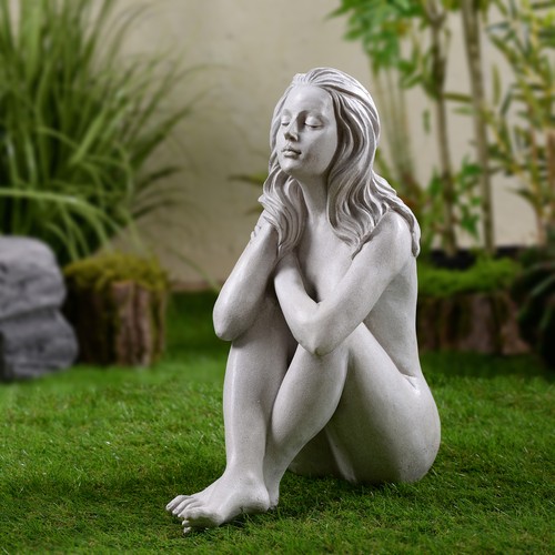 Thinking lady sitting - thinking, art