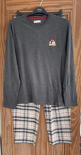 EX M&S Mens Spencer Bear Grey Cotton Pyjama Set Nightwear PJ's Size XL
