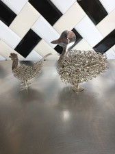 Edge company Silver Tone `Wiggle` Wire Cockerel & Duck Ornaments