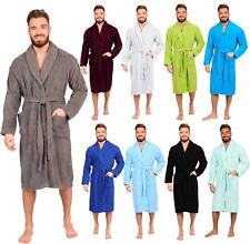 Mens 100% Cotton Bathrobe Terry Towelling  Shawl Collar Bath Robe Dressing Gown