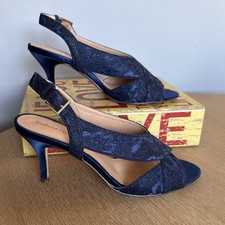 Roland Cartier Midnight Blue Glitter Shimmer Sling Back Shoes Size EU 39