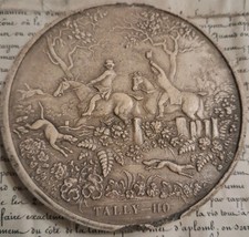 Fine Large 19th C Grand Tour Bass Relief Plaster Cameo Tassie Tally Ho Fox Hunt
