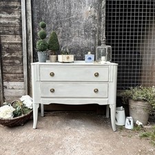 Grey Hand Painted Romantic Country Style Vintage Lebus Chest of Drawers TV Stand