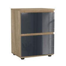 Gloss 2 Drawer Skagen High Wooden Bedside Cabinet No Handle Drawer Storage