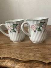 Vintage BHS Victorian Rose China Mugs x 2- Made In England - 9.5 Cm High Approx