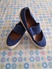 Fitflop Due Canvas & Leather, Navy & Cream Slip On Shoes Size 6