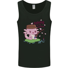 Fishing Axolotl Anti Valentines Day Fisherman Mens Vest Tank Top
