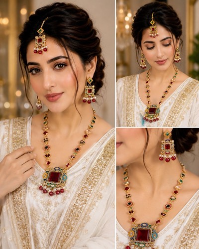 Asian gold tone pink - gold, teardrop