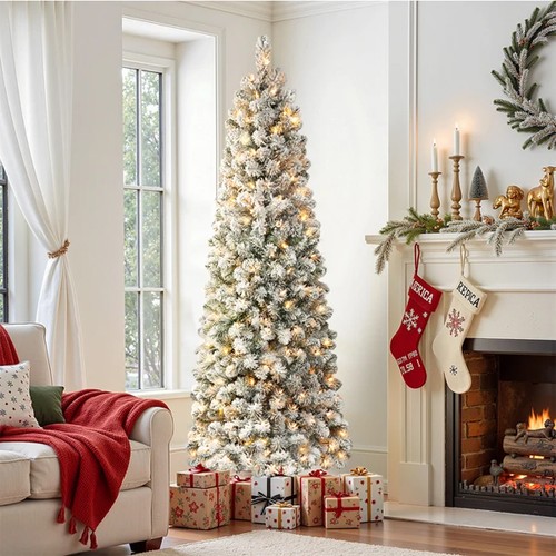 Snow flocked slim christmas - snow,
