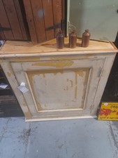 Antique Victorian XL Single Door Cabinet aged distressed painted patina
