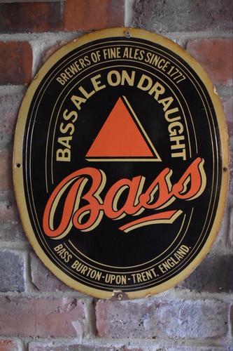 Bass ale enamel sign - pub, man