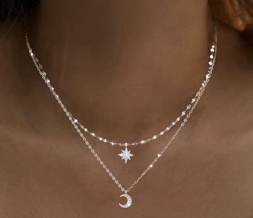 Gold star crescent moon - &,