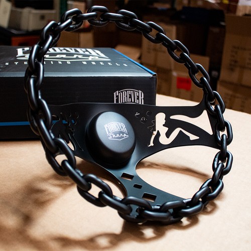 Black chain steering wheel - 11",