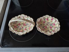 2 x Royal Norfolk Staffordshire England Floral Decorated Dishes