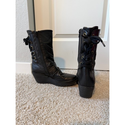 Fly london black leather wedge - fly,